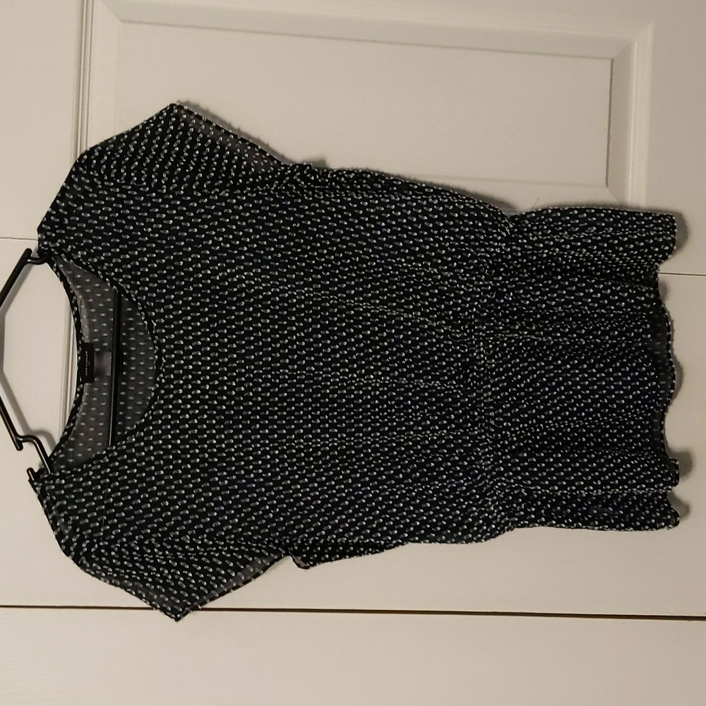 Ann Taylor capped sleeve black shear top S